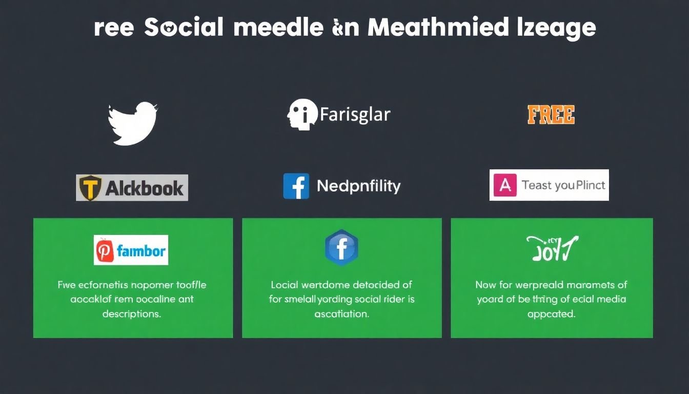 A graphic showing various free social media management tools with their logos and brief descriptions.