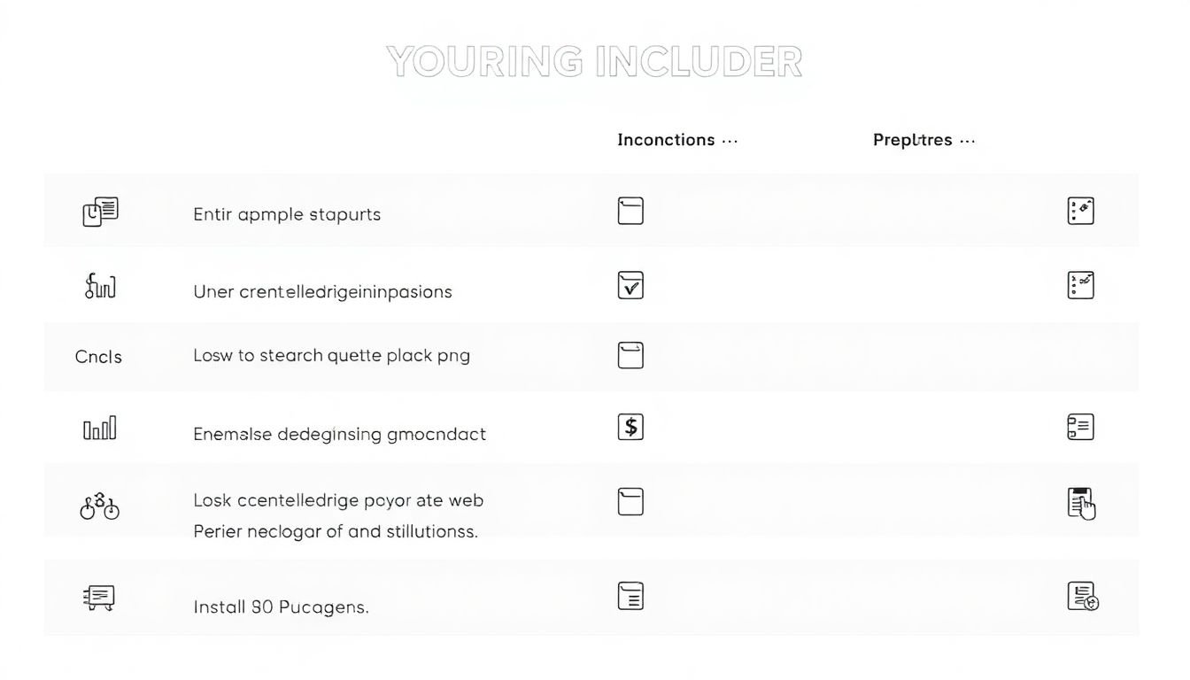 A checklist or table showing the services included in the packages, with icons representing each service.