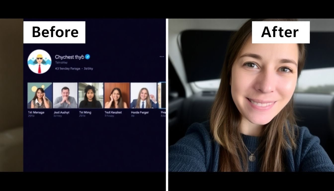 Before-and-after images of social media accounts that have benefited from DIY or professional management.