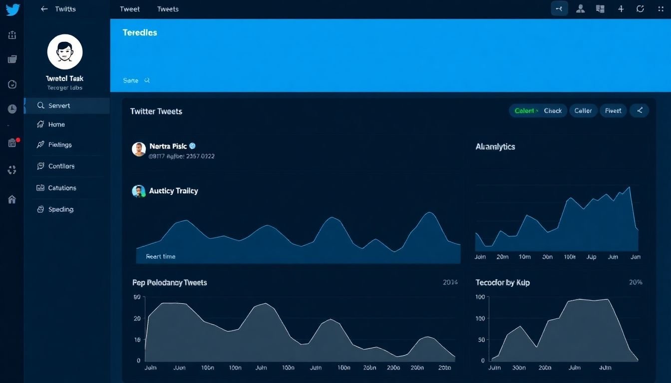 A Twitter dashboard with real-time notifications, scheduled tweets, and analytics graphs.