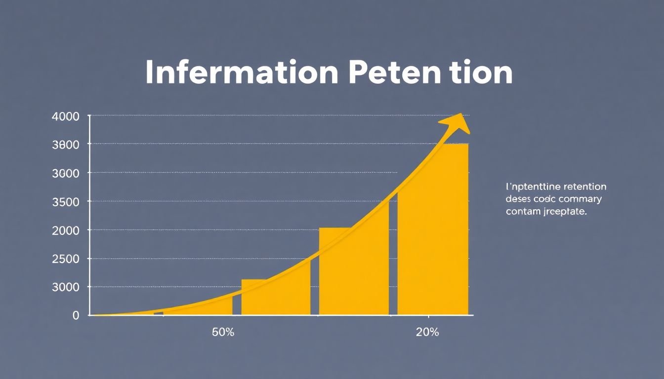 A graph showing increased information retention rates when content is presented as an infographic