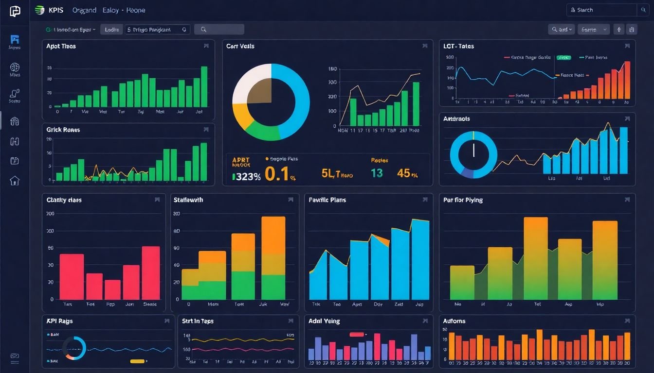A dashboard filled with graphs and charts displaying various KPIs for an infographic campaign