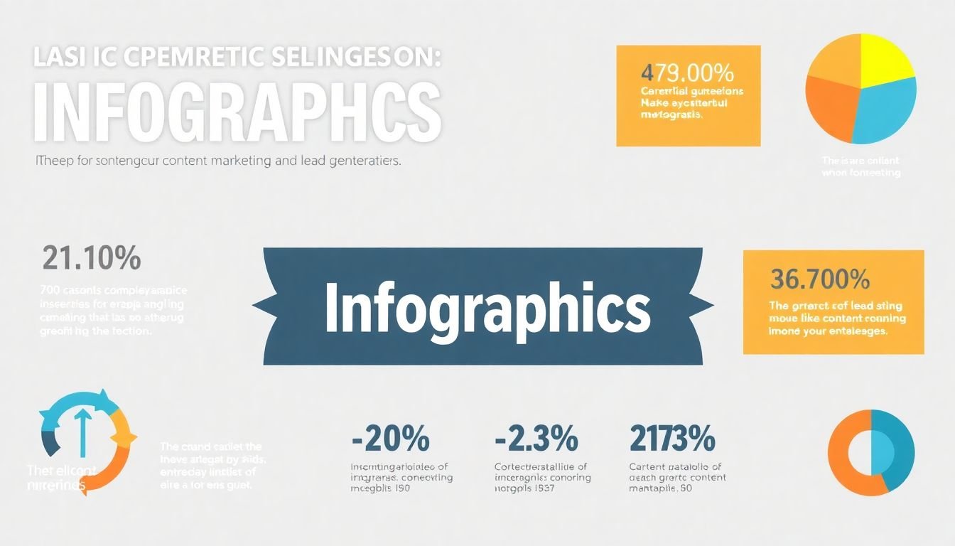 A dynamic infographic showcasing a clear, engaging data visualization that illustrates the impact of infographics on content marketing and lead generation, with relevant statistics and a captivating design.