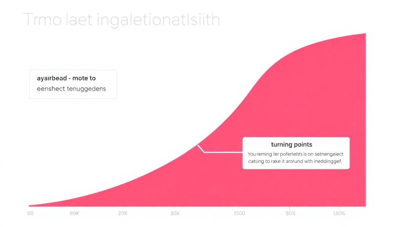 A graph showing the increase in engagement over time, with specific aesthetic changes called out as turning points.