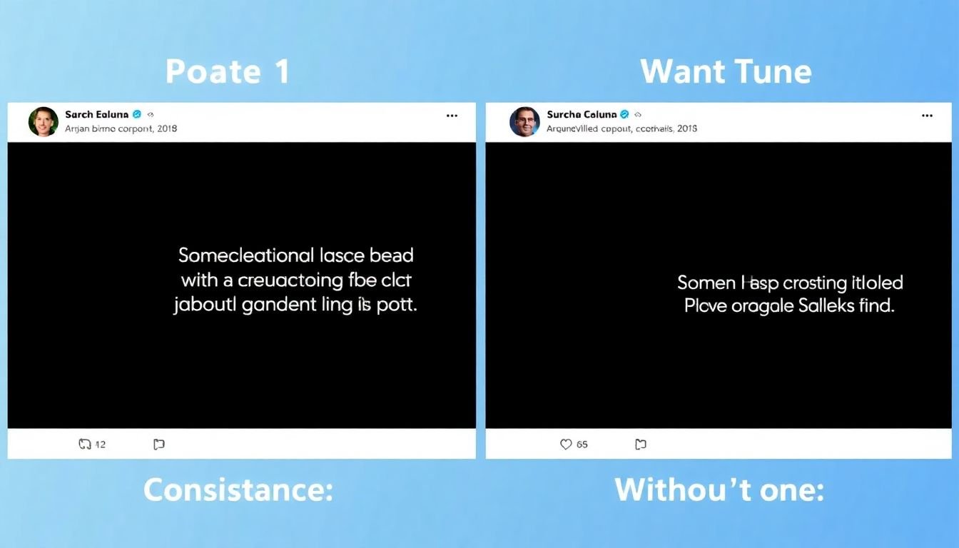 A split-screen comparison of two posts from the same brand - one with a consistent voice and tone, and one without - highlighting the impact of consistency.