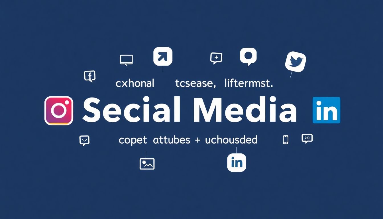 A social media caption morphing into different styles and formats, with icons representing various platforms (Instagram, Facebook, Twitter, LinkedIn) surrounding it.