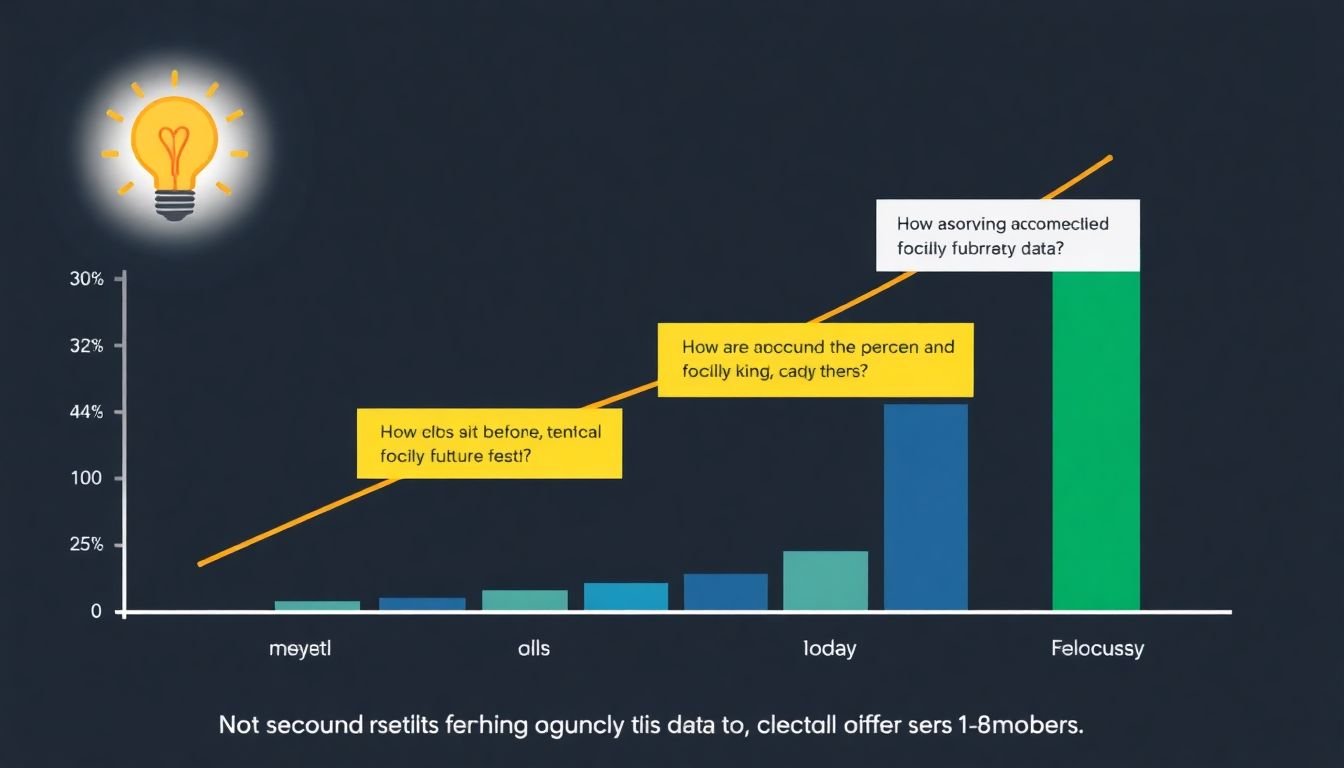 A graph showing the engagement of different social media captions, with a lightbulb moment illustration of using this data to refine future captions.