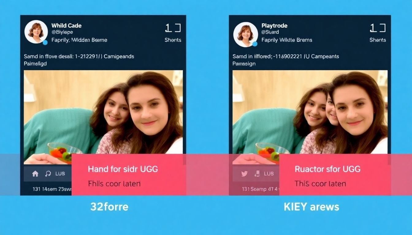A side-by-side comparison of a brand's social media presence before and after a successful UGC campaign, with key takeaways highlighted.