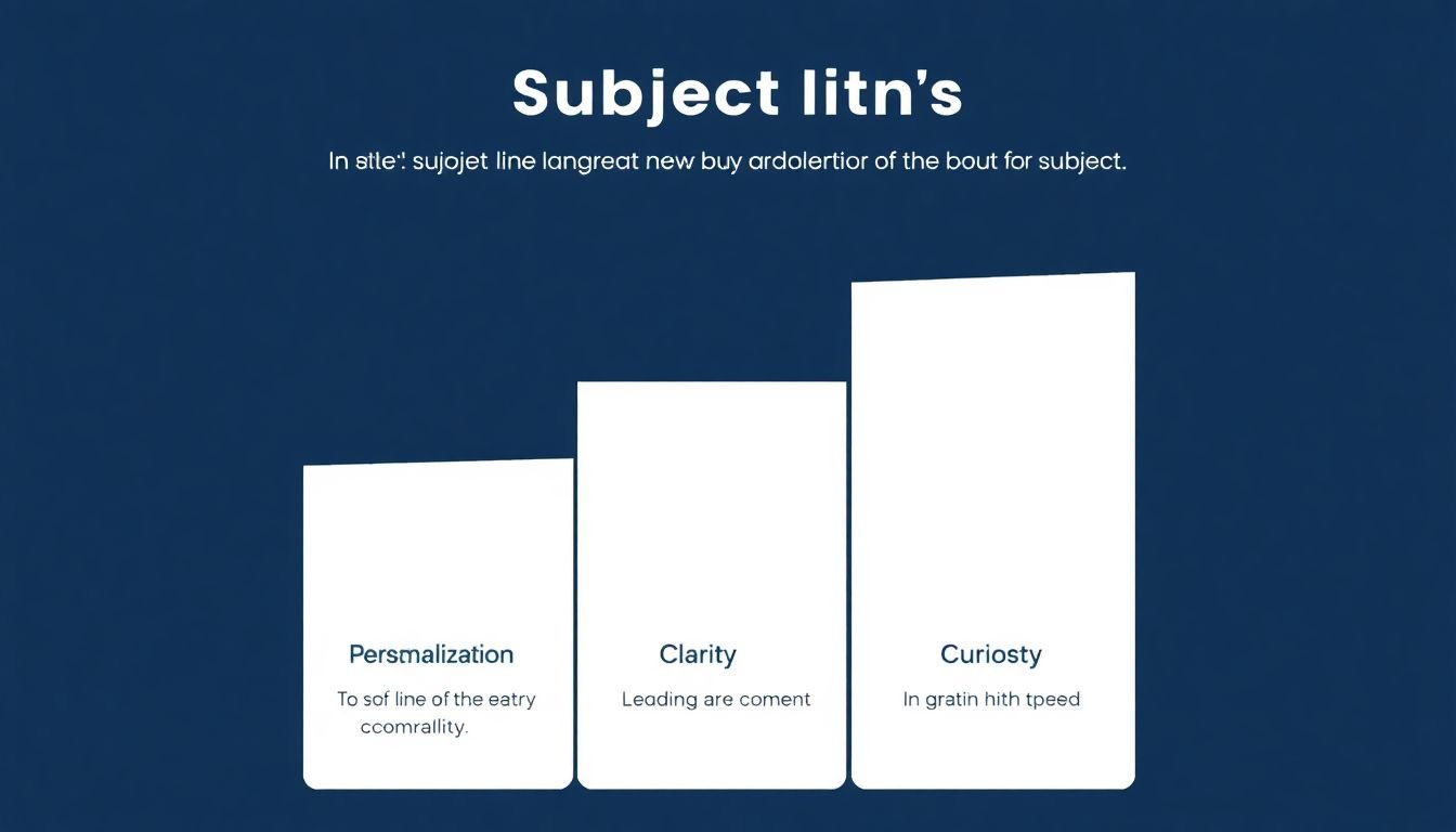 An infographic showing the ideal length of a subject line, with a visual representation of personalization, clarity, and curiosity.
