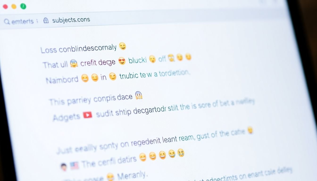 An email inbox with subject lines containing various emojis, highlighting their use and impact.