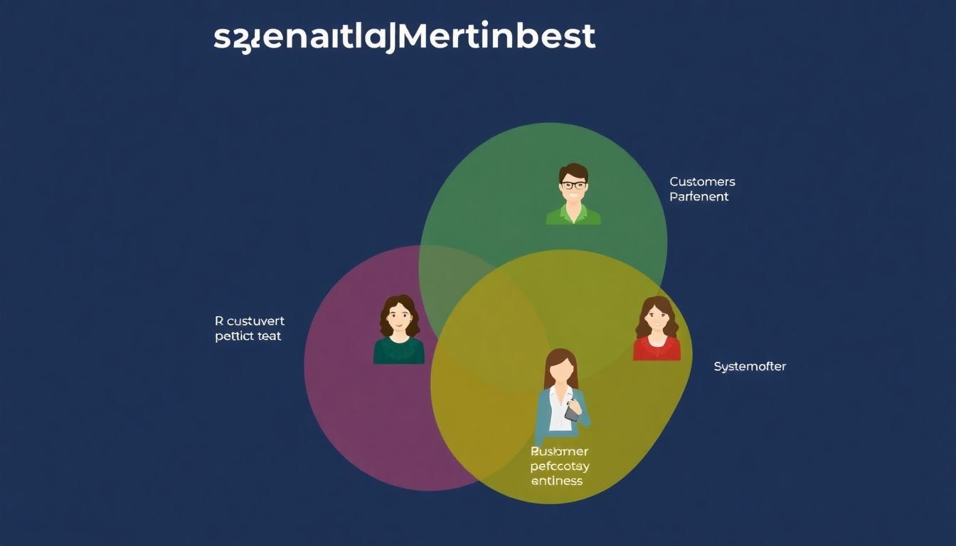 A Venn diagram illustrating different segmentation methods, with customer personas representing each segment.