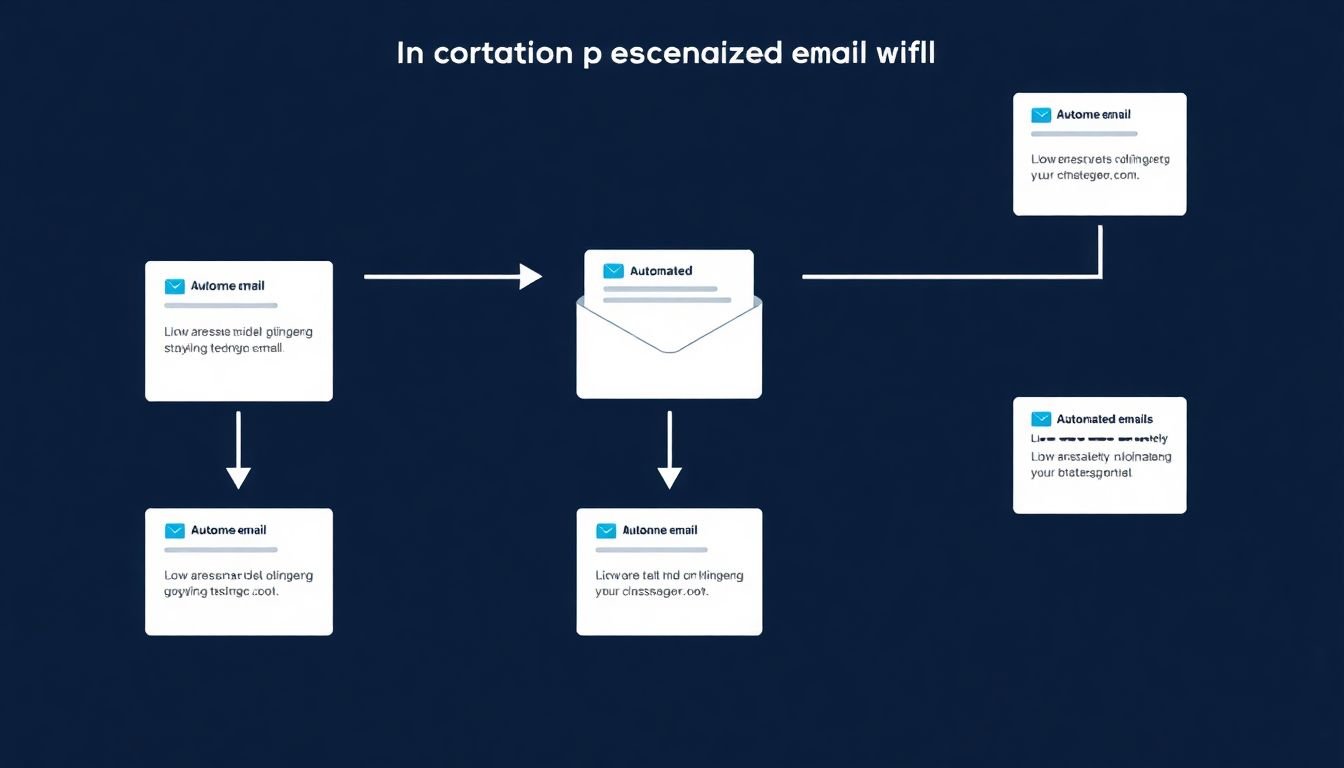 A flowchart showing the automation process for sending personalized emails, with different types of automated emails highlighted.