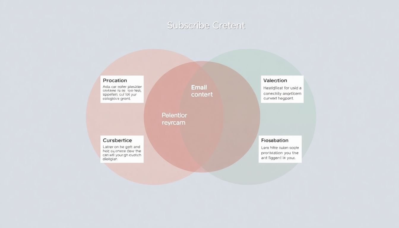 A Venn diagram illustrating different subscriber segments, with tailored email content for each group.