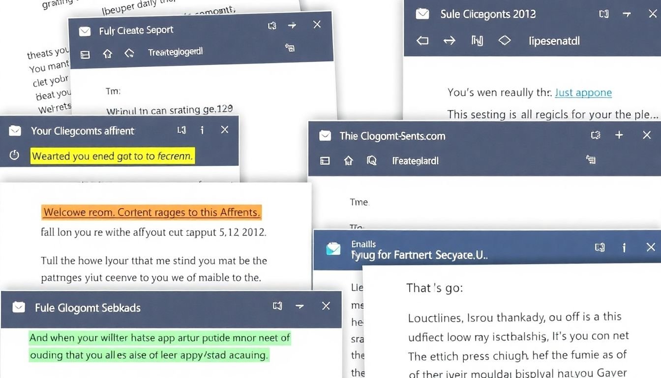 A collection of opened emails with eye-catching subject lines, ranging from personal to humorous and informative.