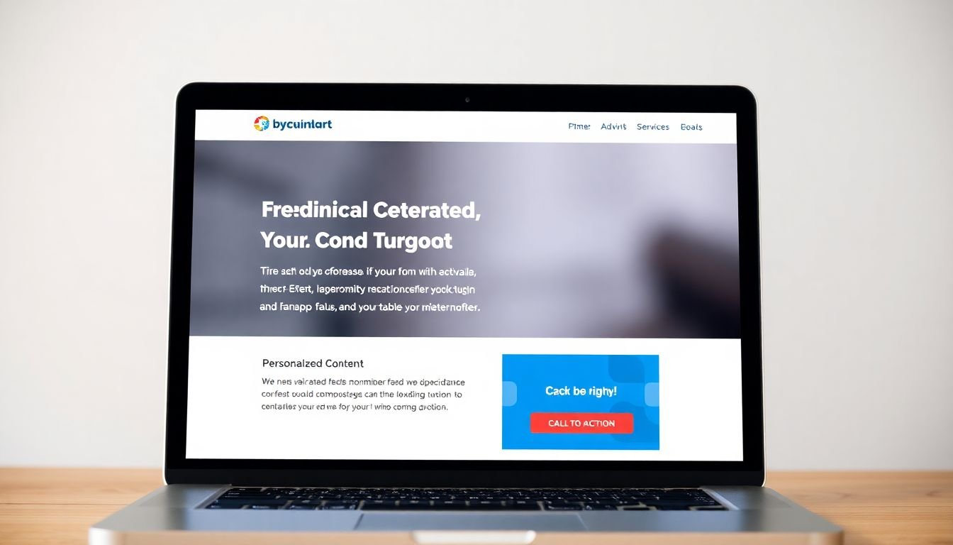 A laptop screen displaying a well-designed email with a captivating headline, personalized content, and a clear call-to-action button.