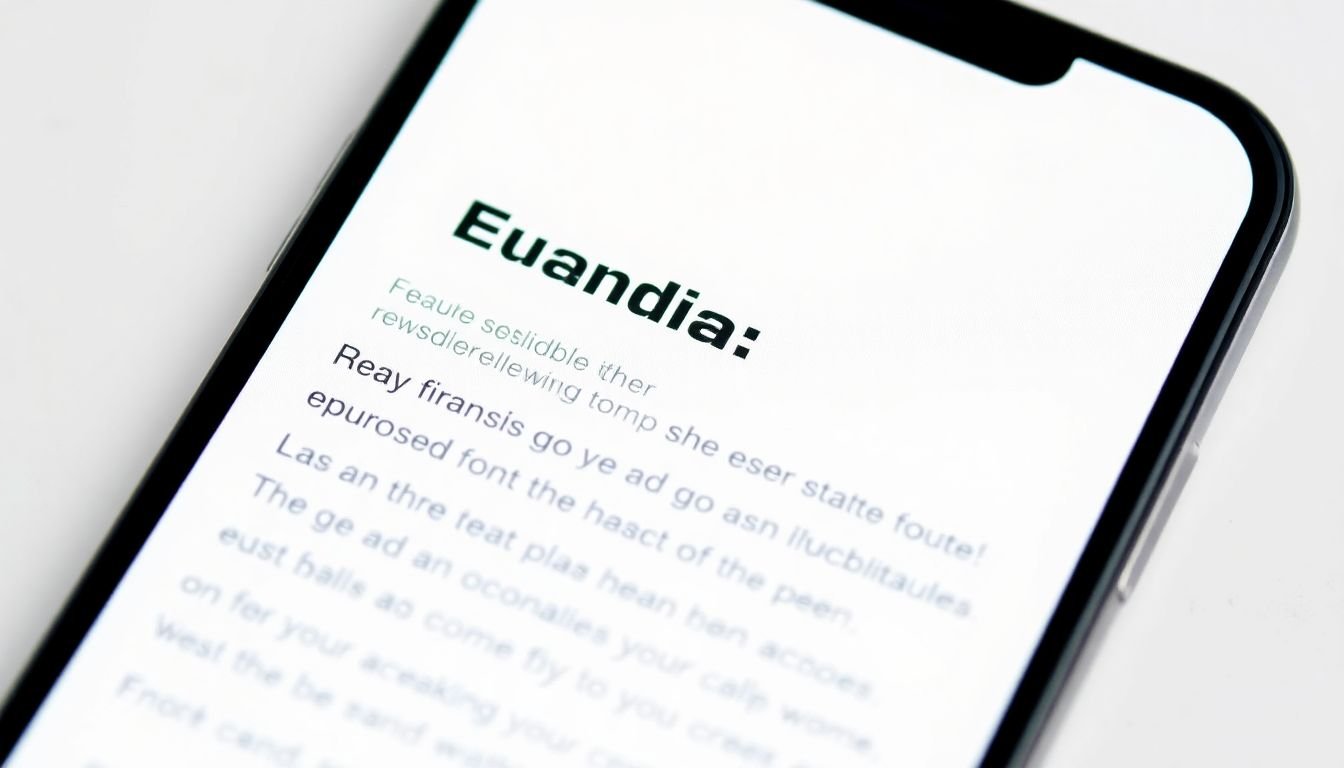 A close-up of a mobile screen displaying an email with perfectly legible, well-optimized fonts, set against a clean, minimalist background.