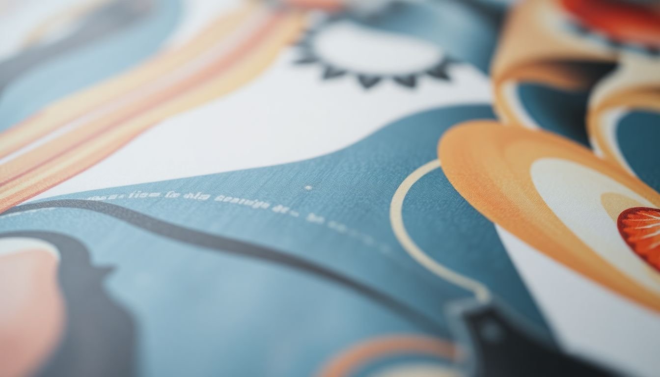 A close-up shot of a beautifully designed print piece, showcasing the texture and feel of the paper.