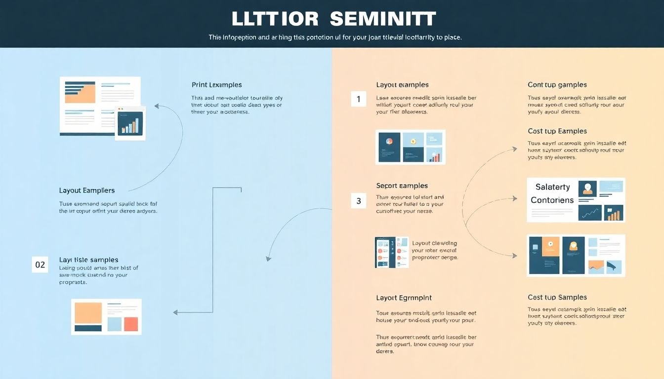 An infographic displaying the layout design elements with visual examples for print and web.