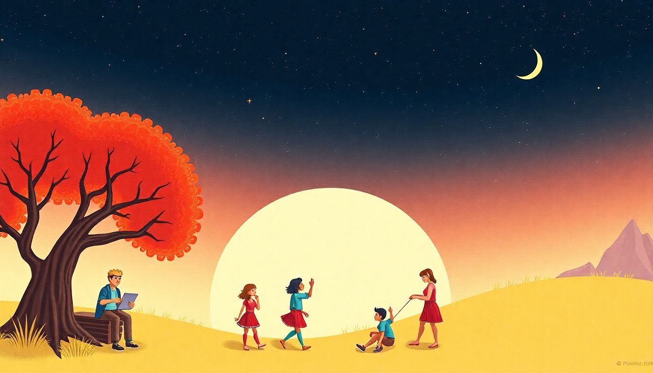A series of illustrations that tell a story, with a graphic design project that uses them to convey a narrative.