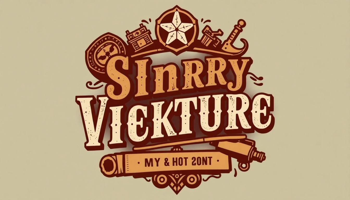 A design featuring a vintage-inspired font, with historical artifacts or vintage elements surrounding the text