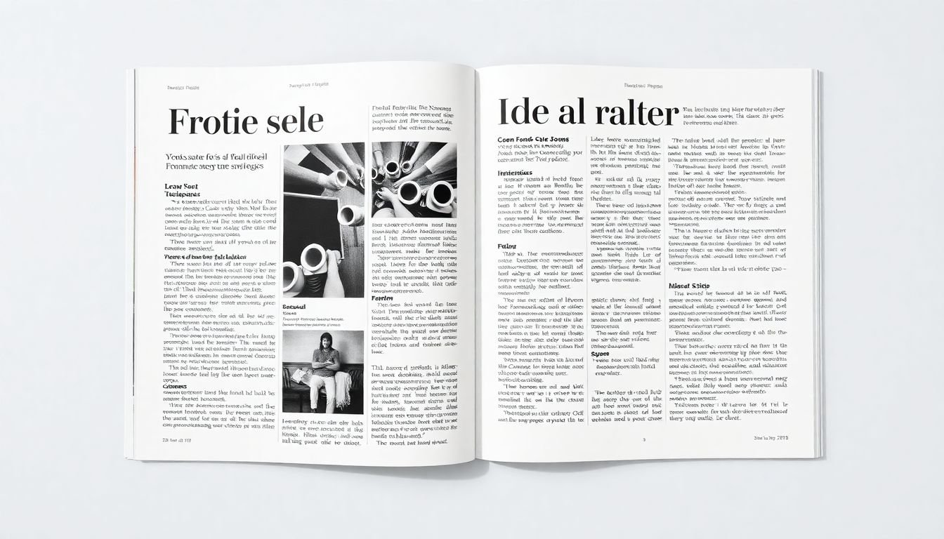 A flat lay of a magazine page, showcasing different font sizes and styles used to create a clear hierarchy of information