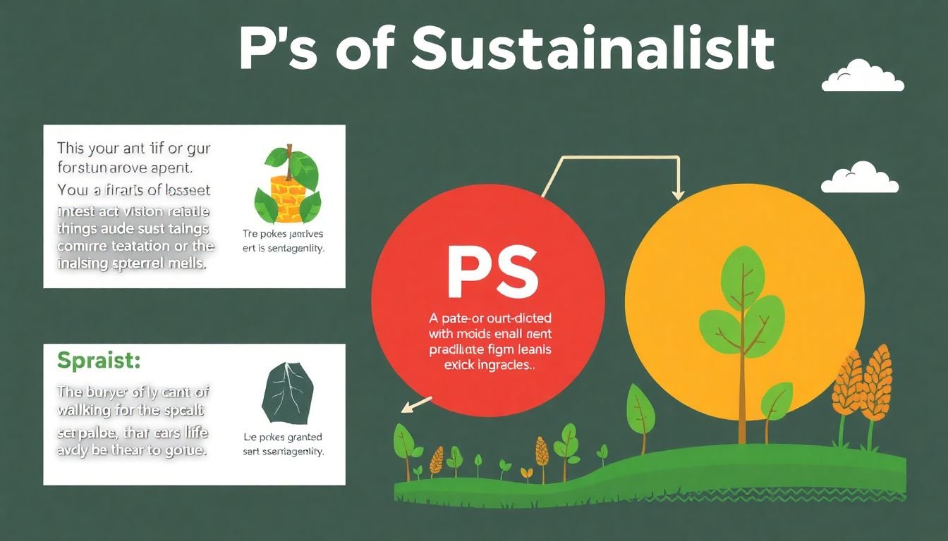 An infographic illustrating the three Ps of sustainability with graphic design elements.