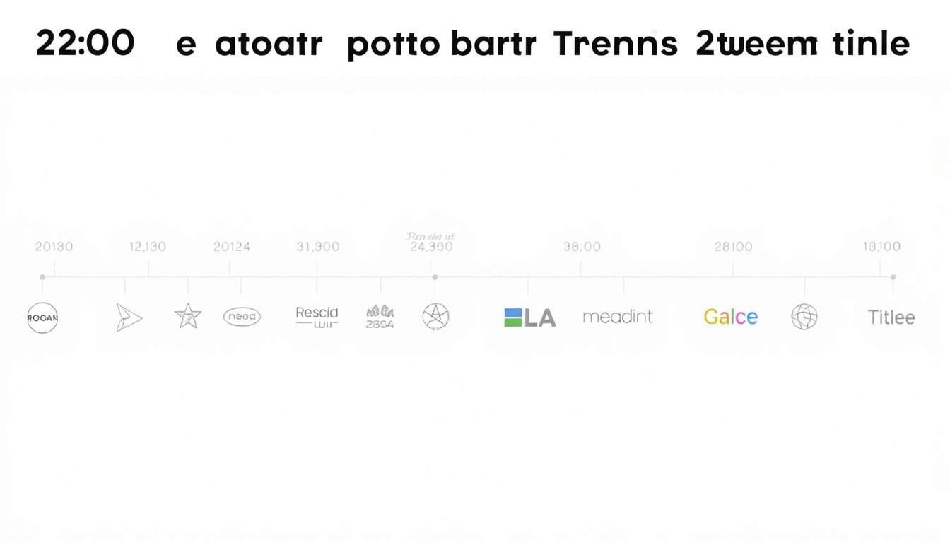 A timeline of brand color trends, featuring iconic logos and their evolution over time.