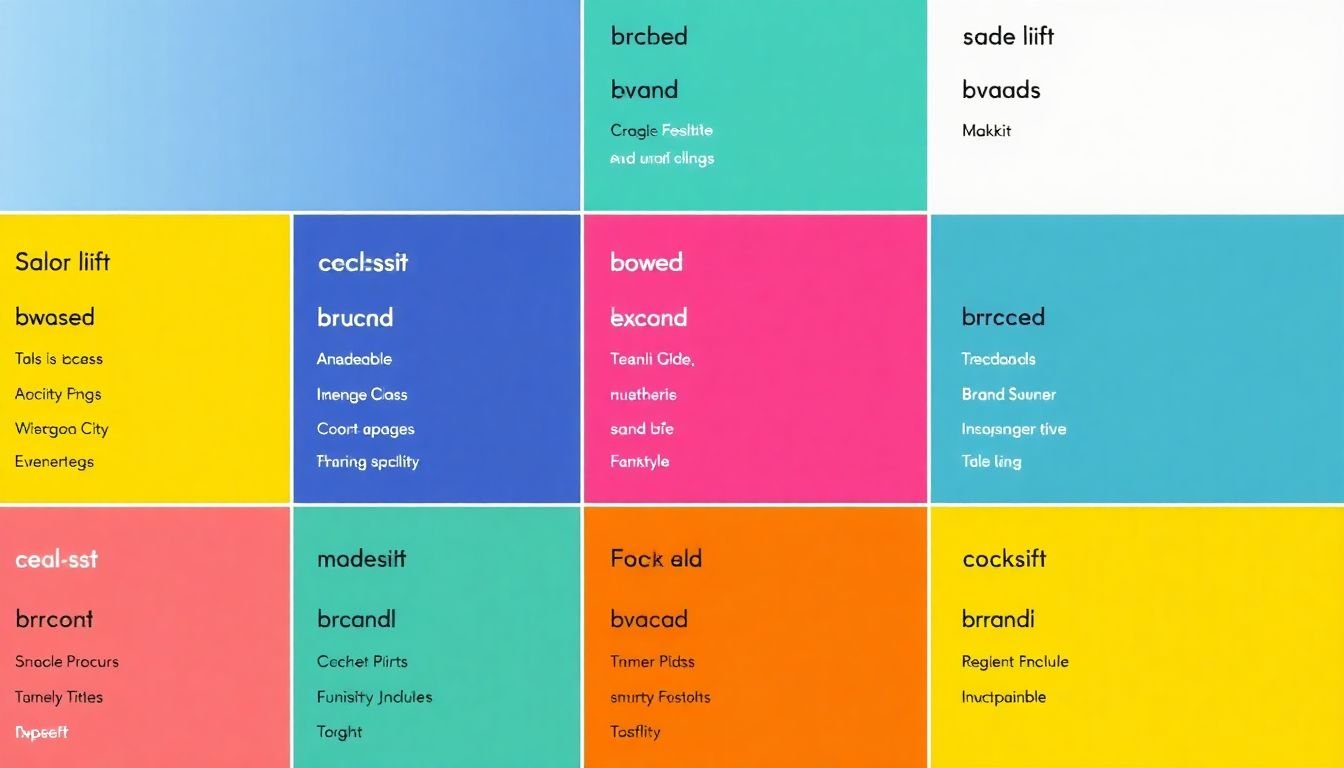 A mood board featuring colors and corresponding adjectives that describe various brand personalities.