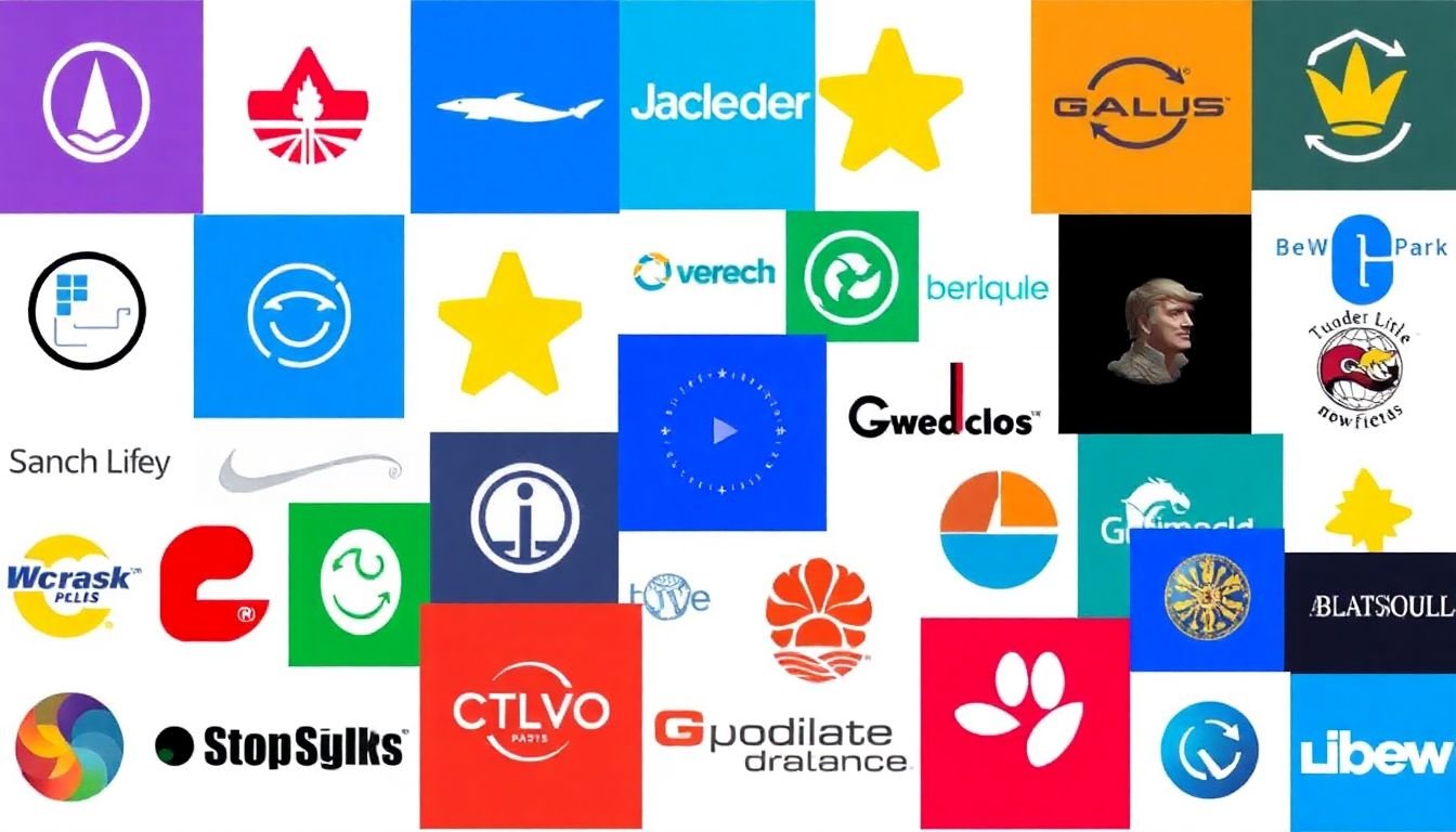 A collage of famous logos from various industries, all featuring distinct and recognizable color schemes.