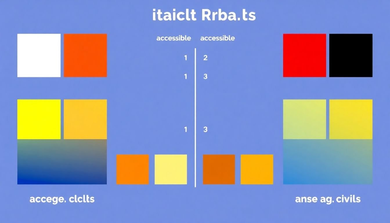 A visual representation of color contrast ratios, with examples of accessible and inaccessible color combinations.