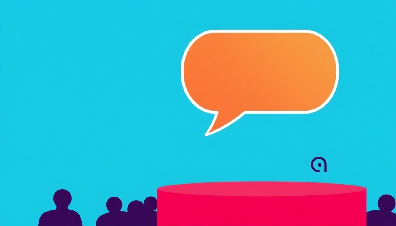 A speech bubble with a chameleon-like tone of voice changing to match the platform or audience it's addressing