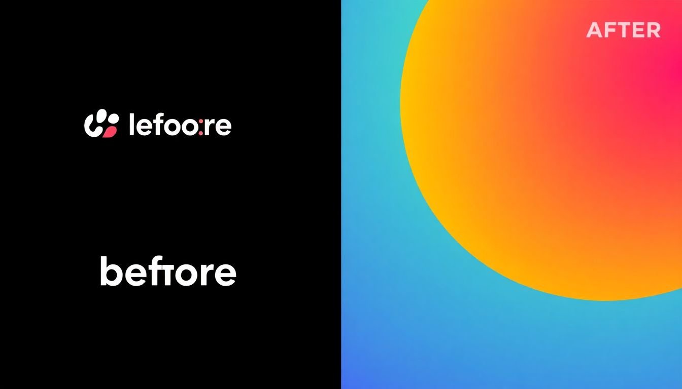 A before-and-after comparison of a brand's logo, color scheme, and typography, showcasing its evolution for different platforms