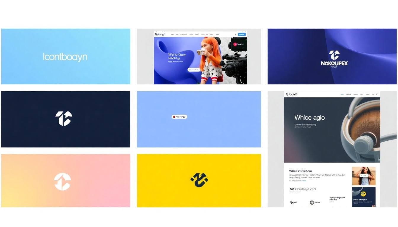 Screenshots of a brand's consistent visual identity across different platforms.