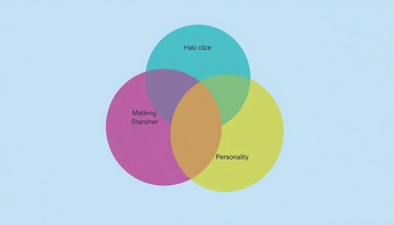 A Venn diagram illustrating the intersection of a brand's values, mission, and personality.