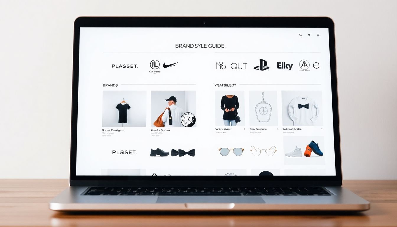 A well-organized, easy-to-navigate brand style guide open on a laptop.