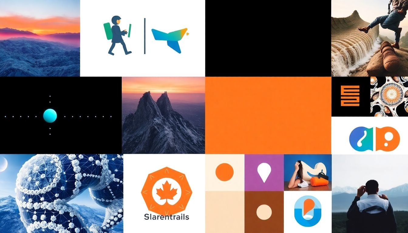 A collage of diverse, on-brand imagery and iconography.