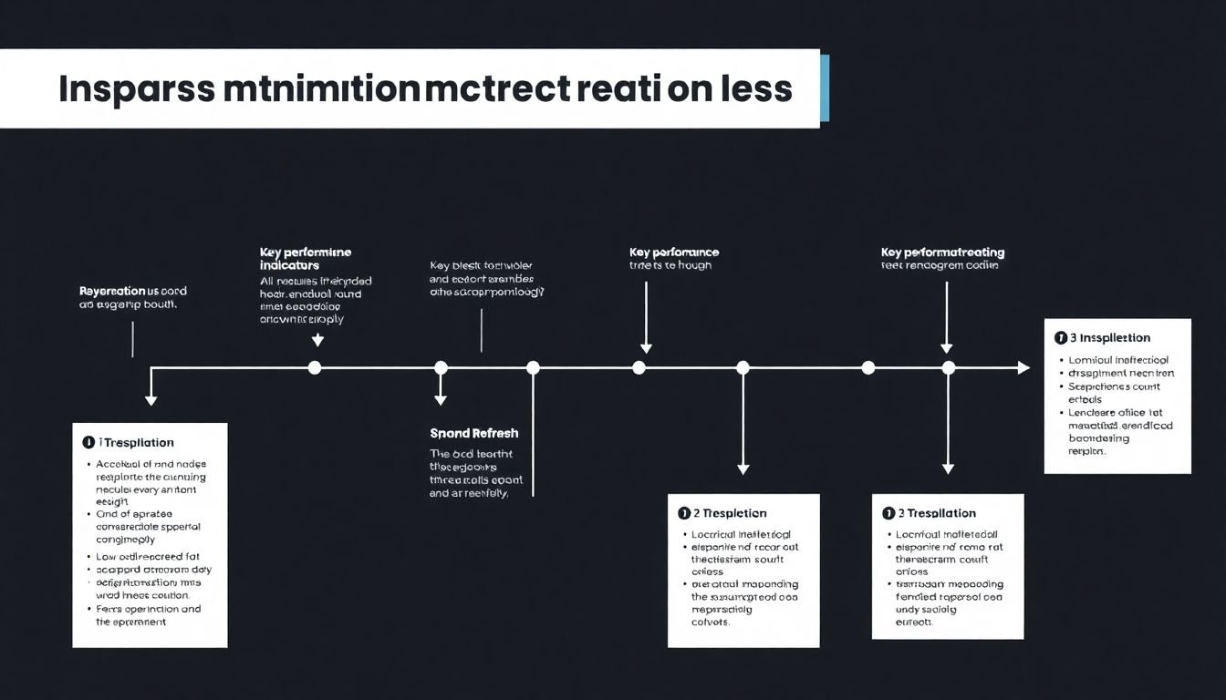 A roadmap or flowchart showing the steps involved in implementing a brand refresh, with milestones and key performance indicators (KPIs) along the way.