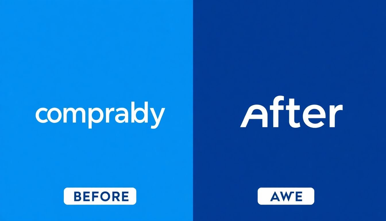 A dynamic image of a company's old and new logos side by side, with a before-and-after transformation theme, incorporating elements of growth, change, and innovation.