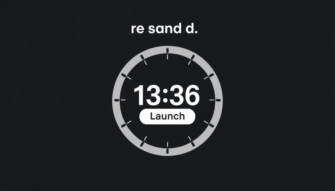 A countdown clock with a 'Launch' button, symbolizing the anticipation and excitement of a rebrand launch.