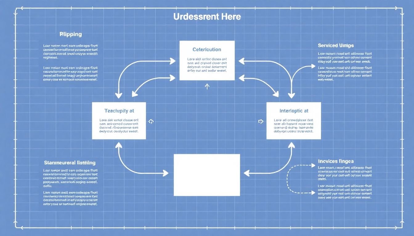 A blueprint of an infographic layout, with arrows indicating the flow of information.