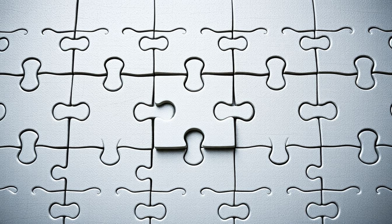 A complex puzzle being simplified into a few key pieces