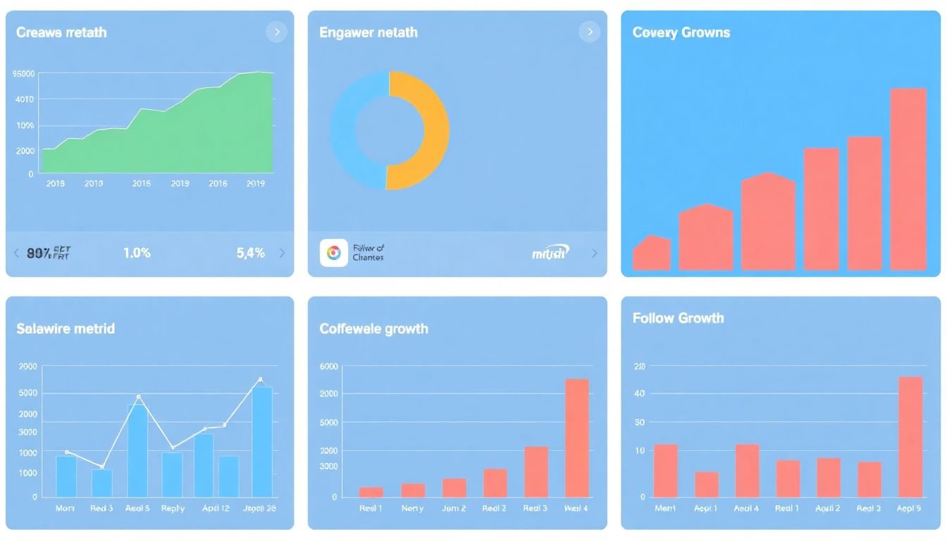 Graphs and charts displaying various metrics for each platform, such as reach, engagement, and follower growth.