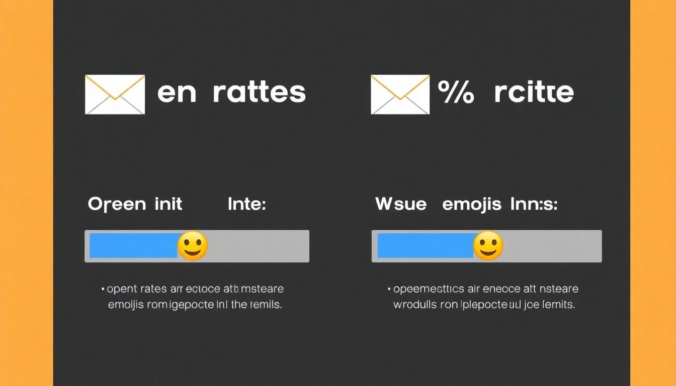 A comparison of open rates for emails with and without emojis in the subject line, showing the positive impact of emojis.
