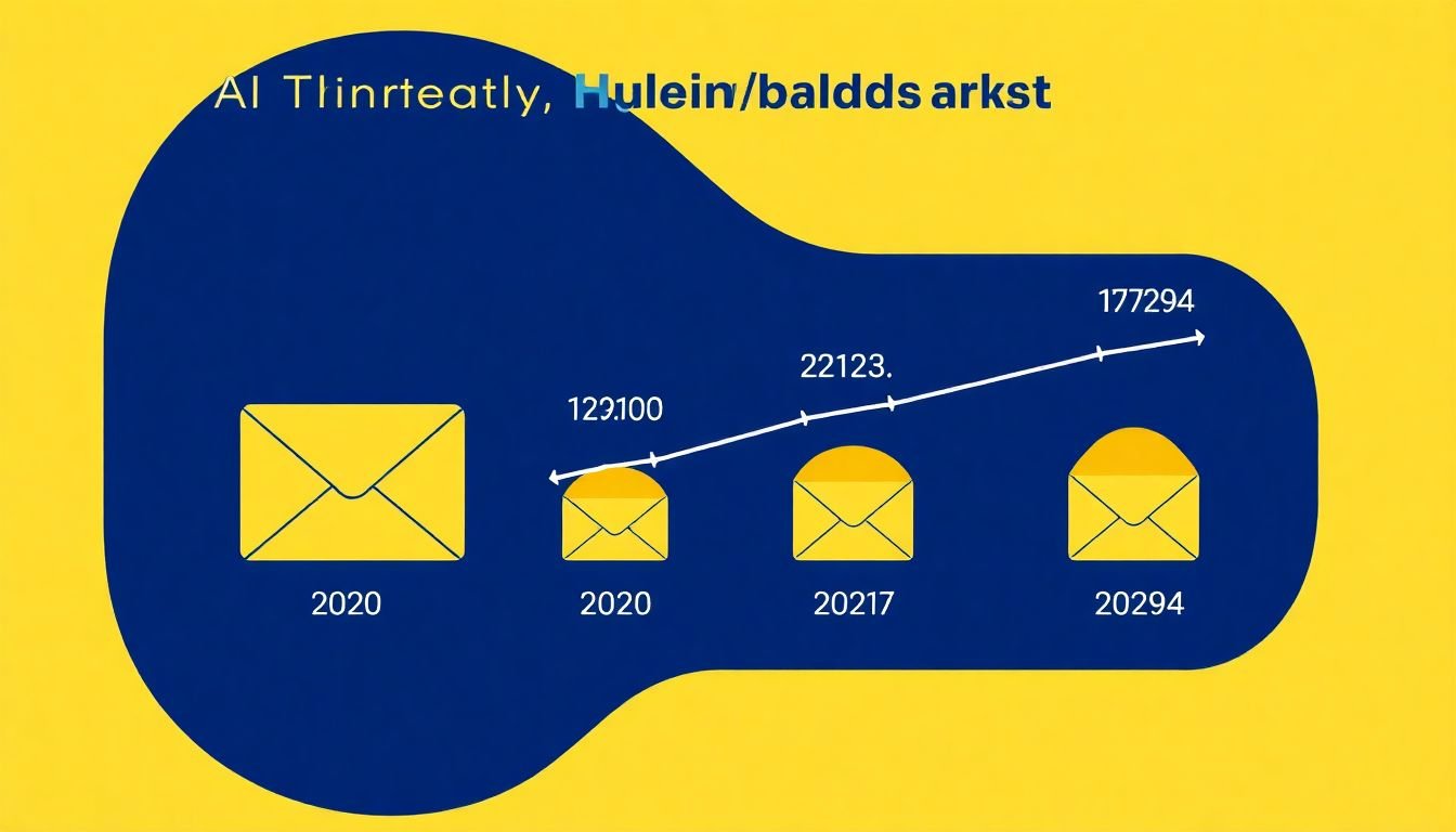 An infographic showing the growth of AI in email marketing from 2020 to 2024