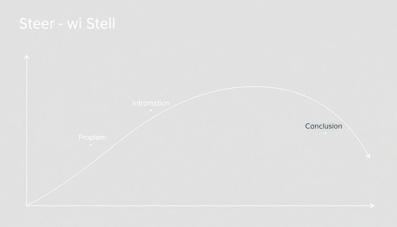A story arc diagram with key whitepaper elements (introduction, problem, solution, conclusion) plotted along the narrative curve.