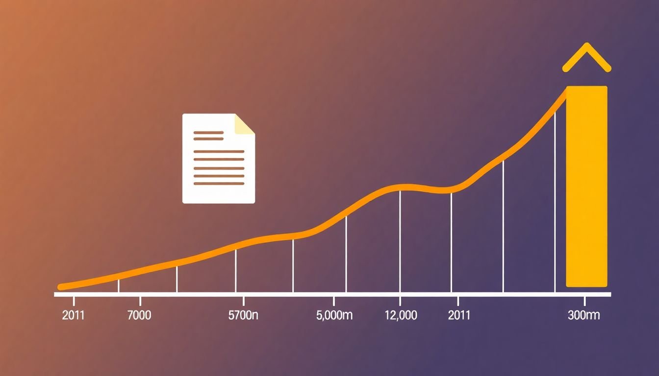 A graph showing increasing conversion rates over time, with a whitepaper icon at the point of significant growth.