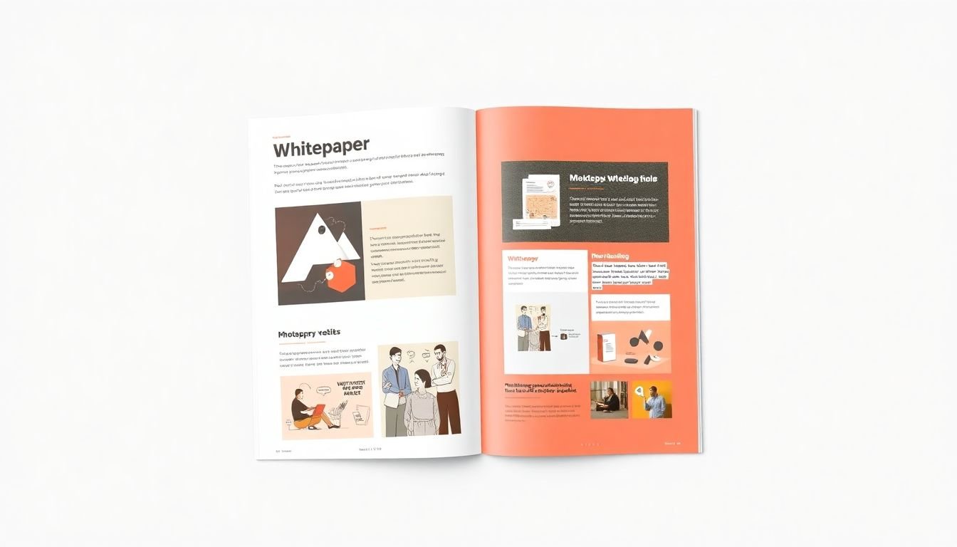 A mockup of a well-designed whitepaper with a clean layout, appropriate use of color, and engaging visuals.