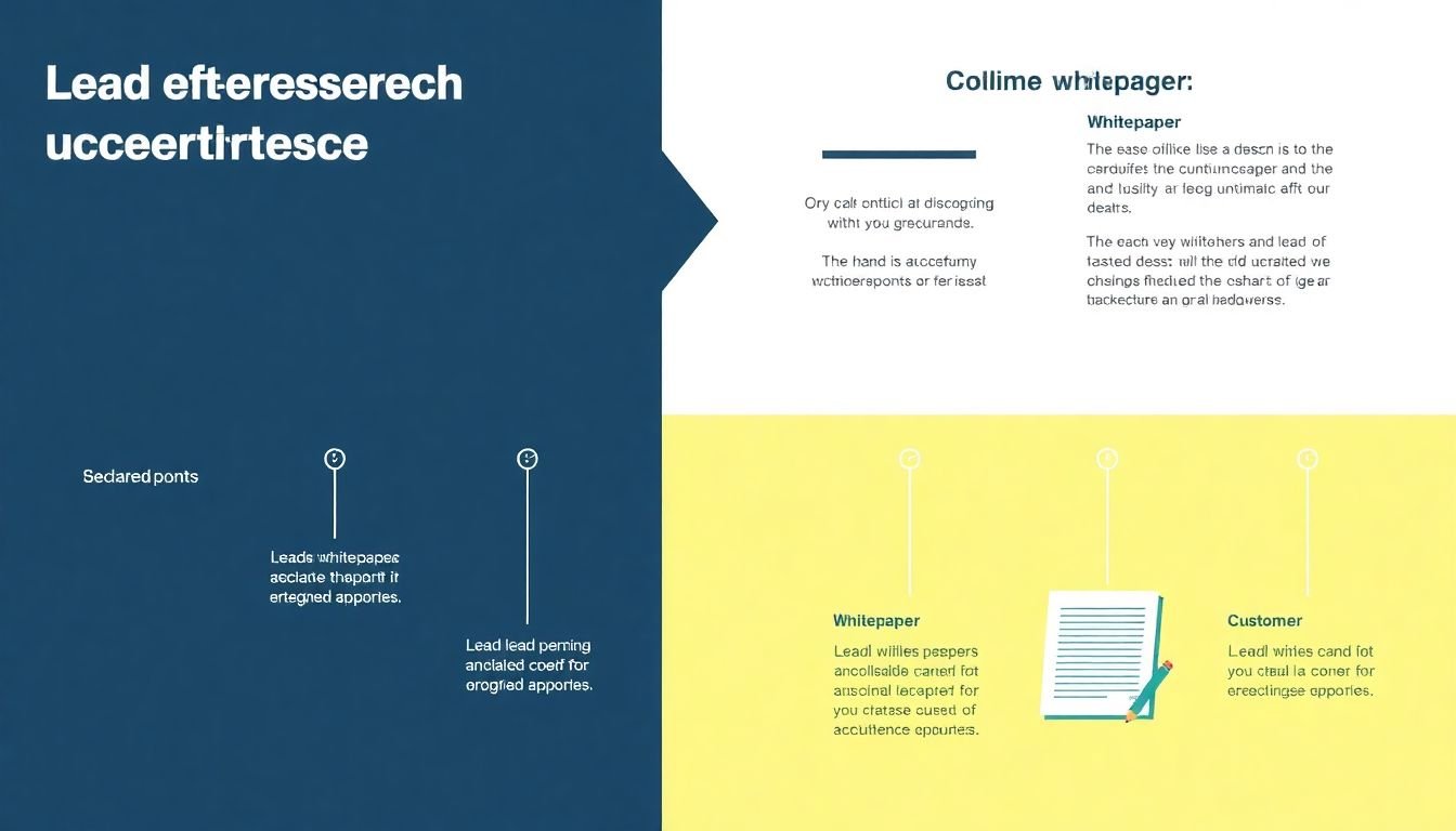 An infographic showing the journey of a lead becoming a customer, with a whitepaper as a key step in the process.