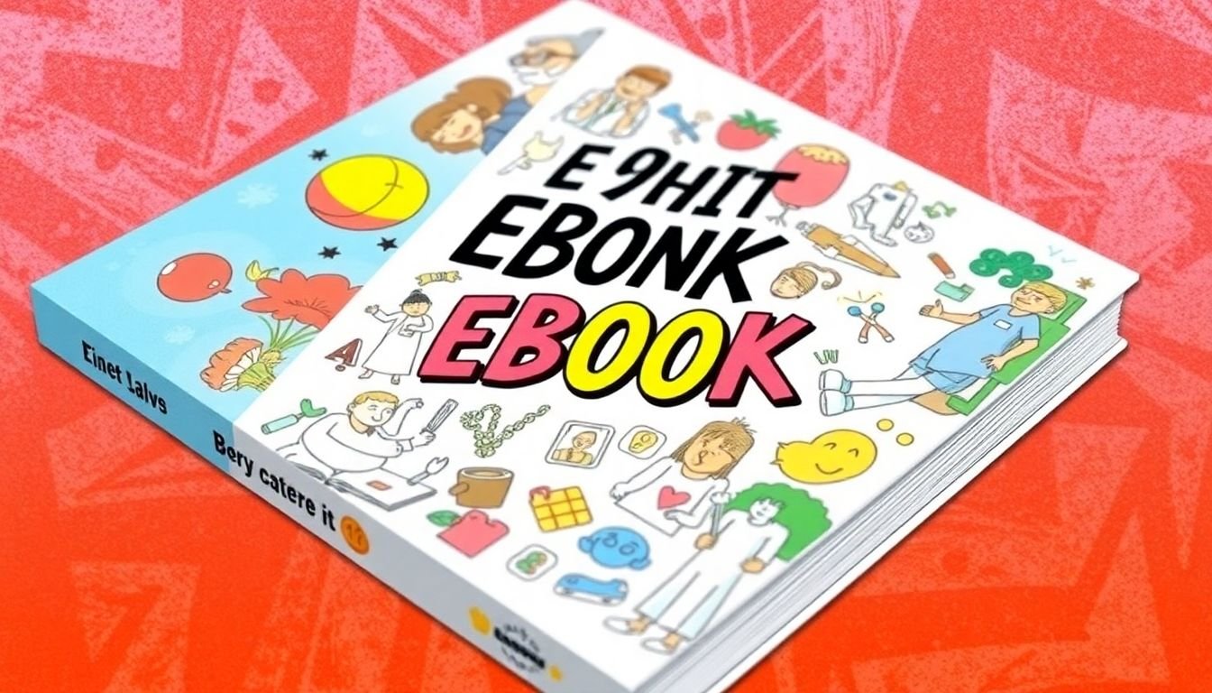 A visually striking eBook cover featuring a mix of illustrations and typography.