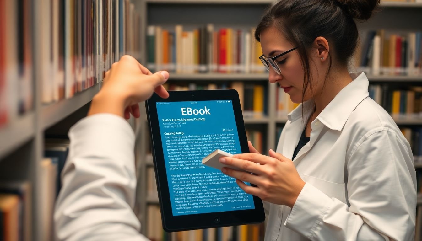 A librarian or metadata specialist inputting detailed information about an eBook into a digital catalog.
